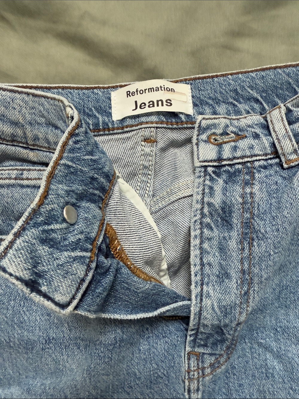 Reformation Light Blue Straight-Leg Jeans